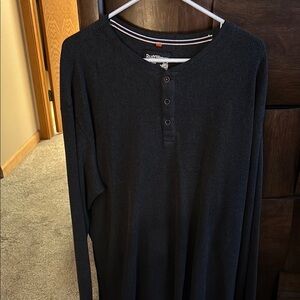 Black Long Sleeve Henley Shirt by Ruff Hewn .